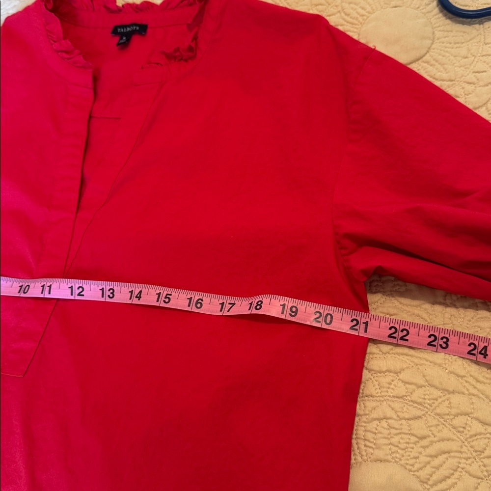 Talbots Vibrant Red Cotton Blouse - Picture 2 of 5